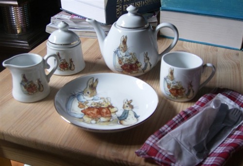 peter rabbit tea set in picnic basket